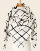 Scarf Plaid Print Fringed