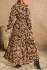 Bertha Boho Floral Maxi Dress Long Sleeves V-Neck Tiered