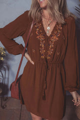 Ella Floral Embroidered Long Sleeve Mini Dress