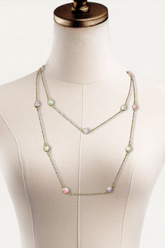 Gold Chain Necklace with Pastel Stones
