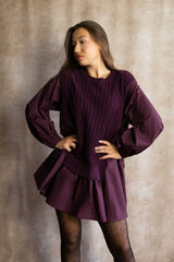 Helga Oversize Faux Layer Tunic Shirt Dress Cable Knit Sweater Trendy