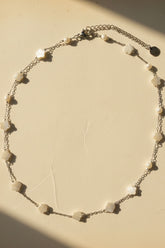 Mother-of-Pearl Flower Chain Necklace