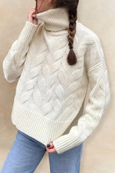 Samantha Ribbed Hem Turtleneck Long Sleeve Sweater