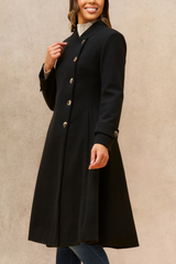 Harper Retro Flared Coat Side Buttons Elegant