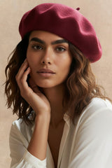 Pampidou Classic Wool Beret Tonal Embroidery Many Colors