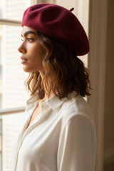 Pampidou Classic Wool Beret Tonal Embroidery Many Colors