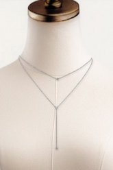 Rhinestones Stainless Steel Necklace Silver