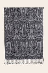 Pashmina Scarf Paisley Motif Grey