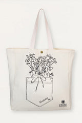 Tote Bag Canvas Custom Illustration Flowers In My Pocket