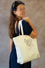 Tote Bag Canvas Custom Illustration Flowers In My Pocket