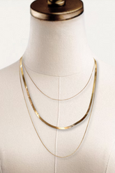 Triple Strand Chain Necklace - Light Gold Layered Chains