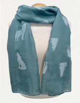 Wolf Print Scarf Teal