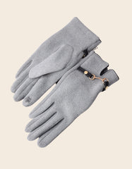 Faux Suede Texting Gloves Buckle