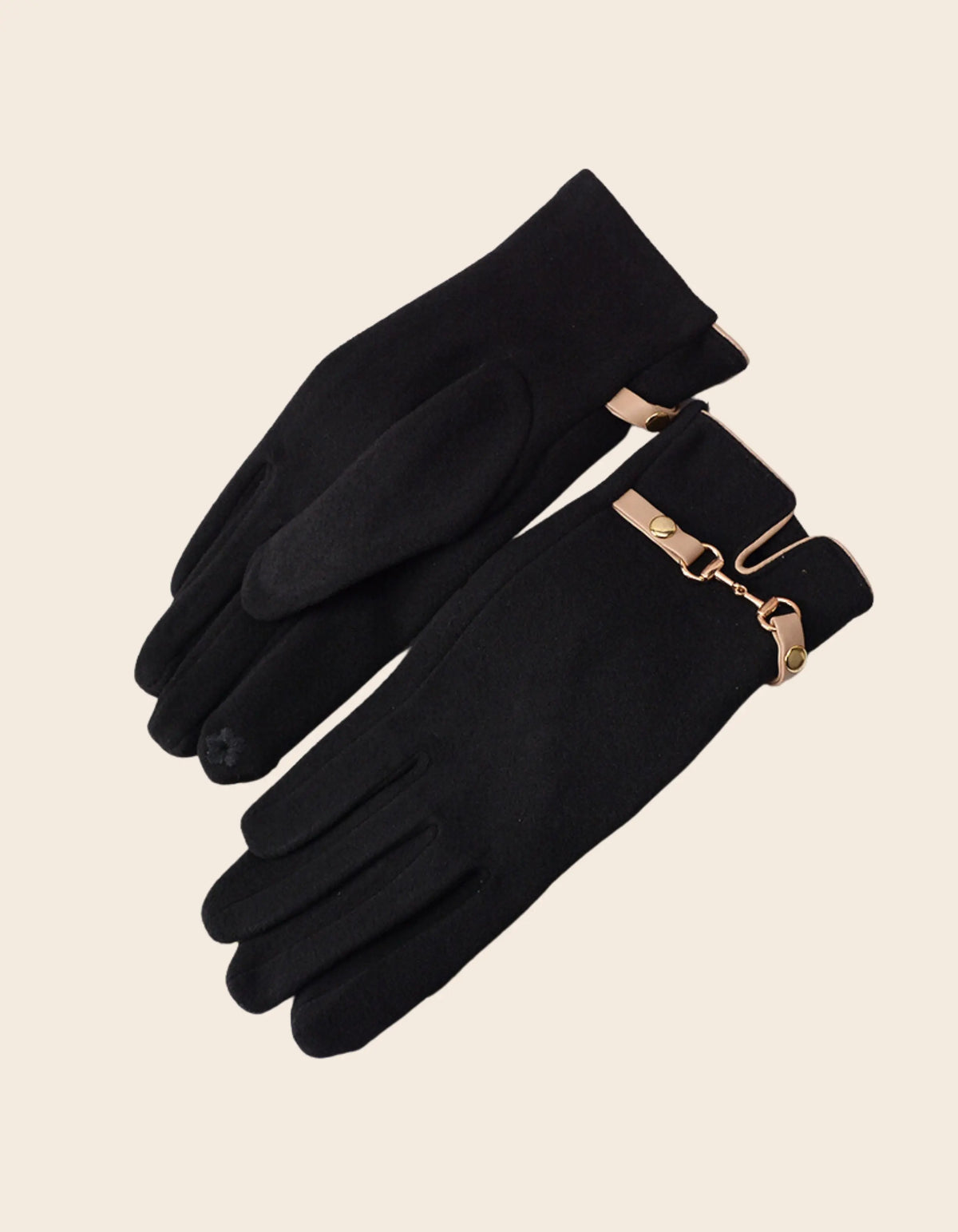 Faux Suede Texting Gloves Buckle