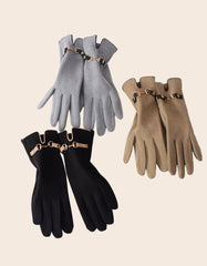 Faux Suede Texting Gloves Buckle