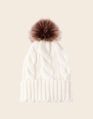 Beannie Hat Pompom Cable Knit