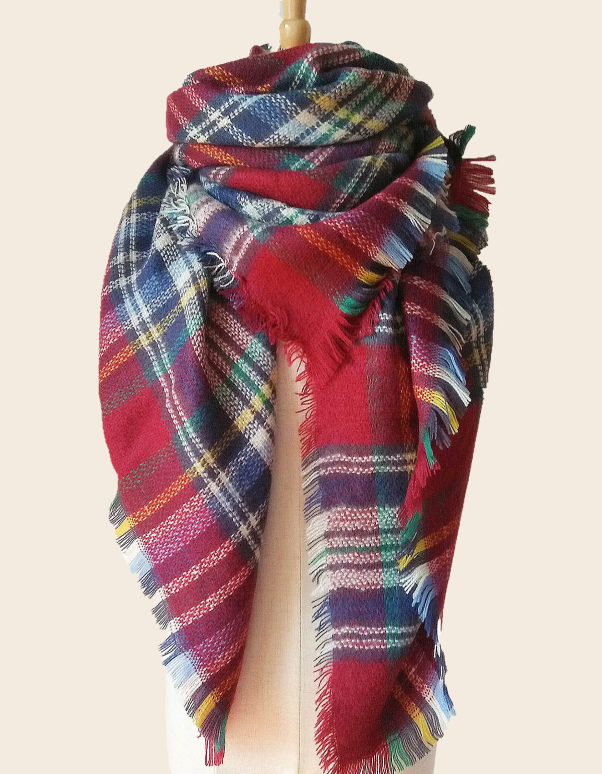 Scarf Tartan Print Red