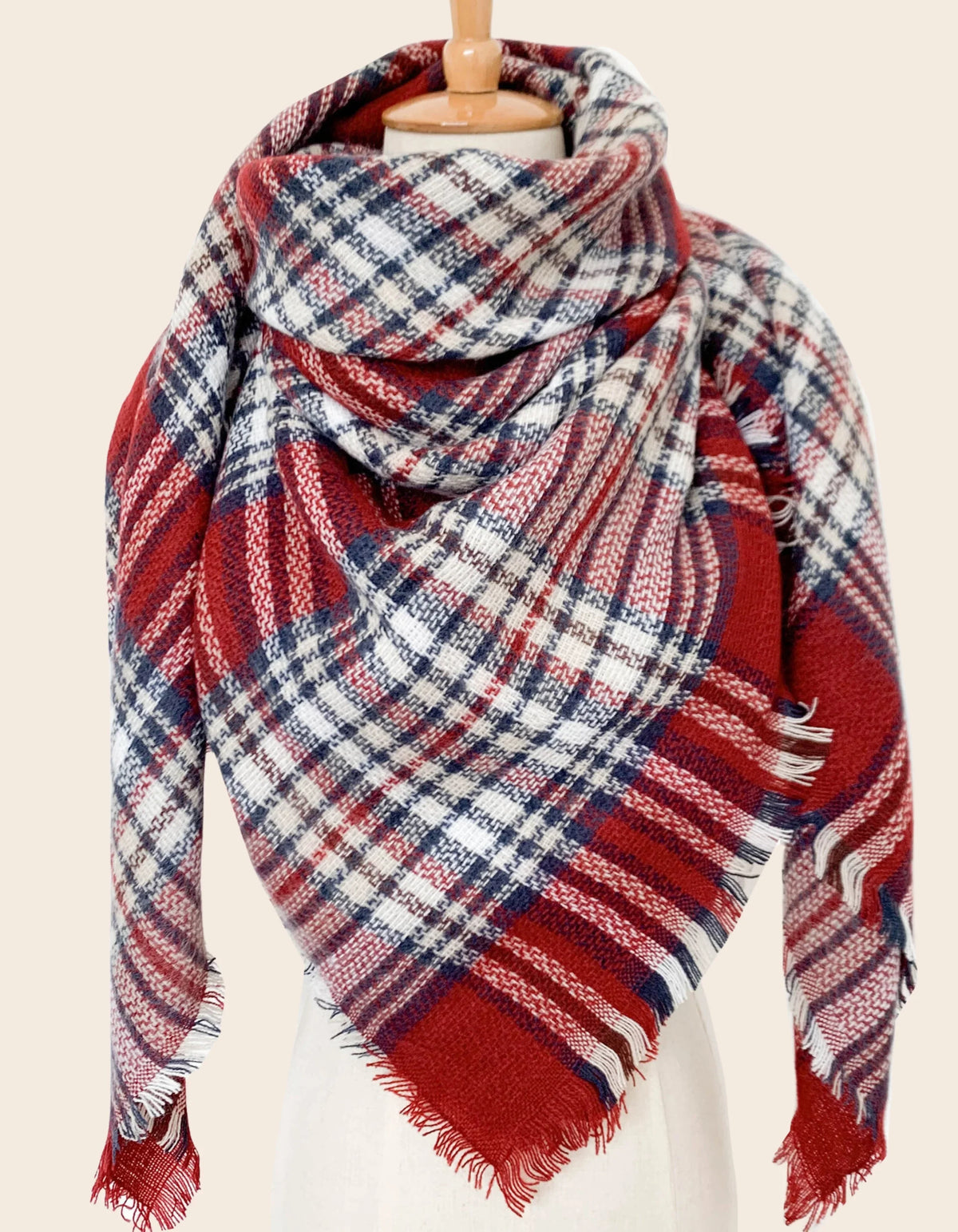 Scarf Tartan Motif Red