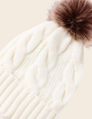 Beannie Hat Pompom Cable Knit