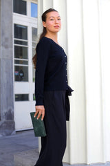 Alba Black Paperbag Pants Straight Leg Elastic Waistband