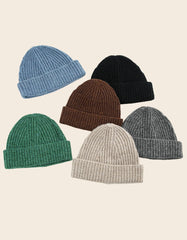 Beannie Hat Rib Knit Solid Color
