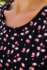 Daisie Black Fit & Flare Mesh Dress Pink Floral Print