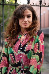 Anais Multi Feather Printed Shirt Dress Long Sleeves