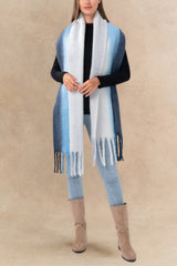 Ombre Plaid Fringe Scarf in Warm Tones