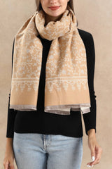 Floral Jacquard Scarf with Fringe