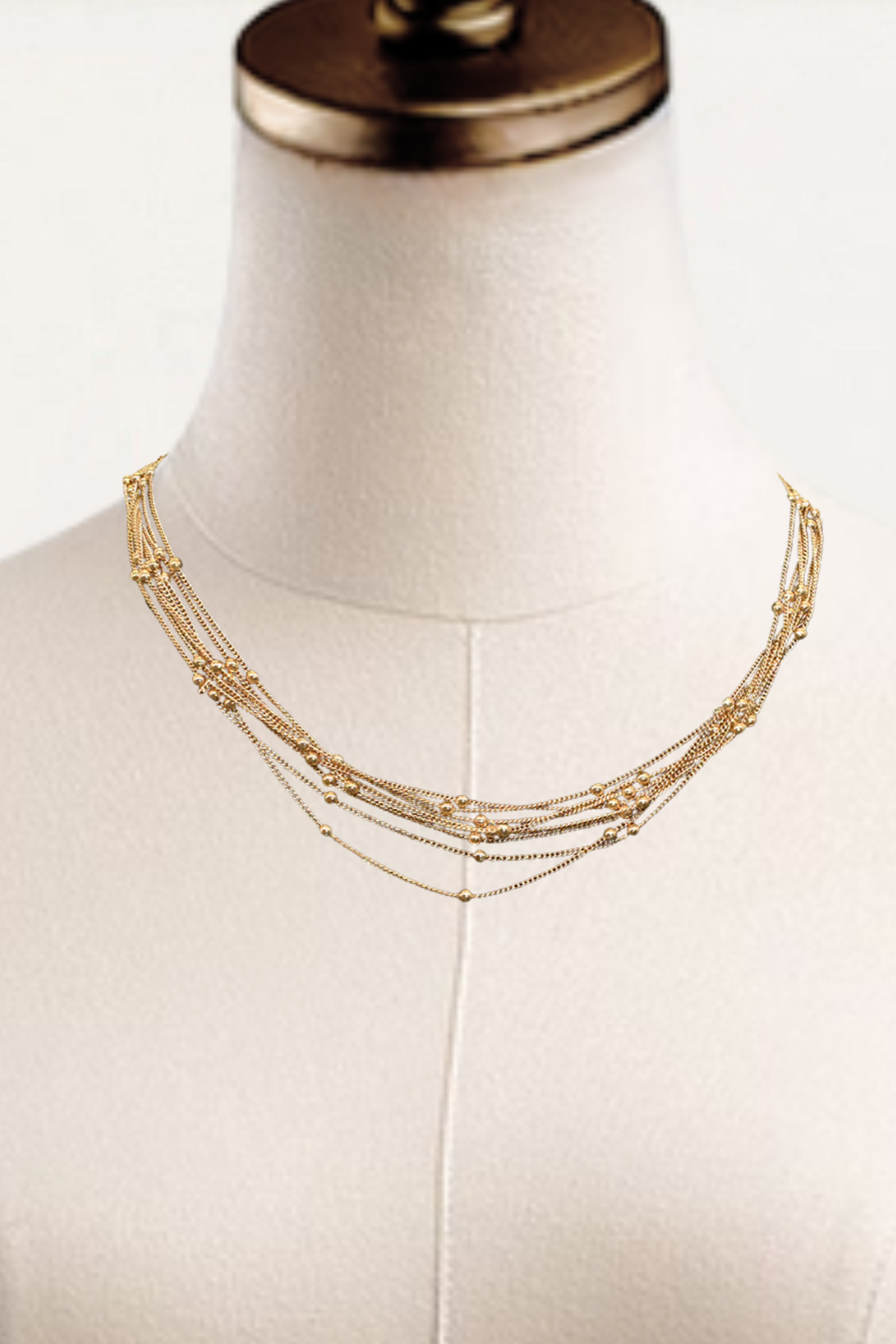 Beaded Multi Strand Necklace - Gold Layered Statement