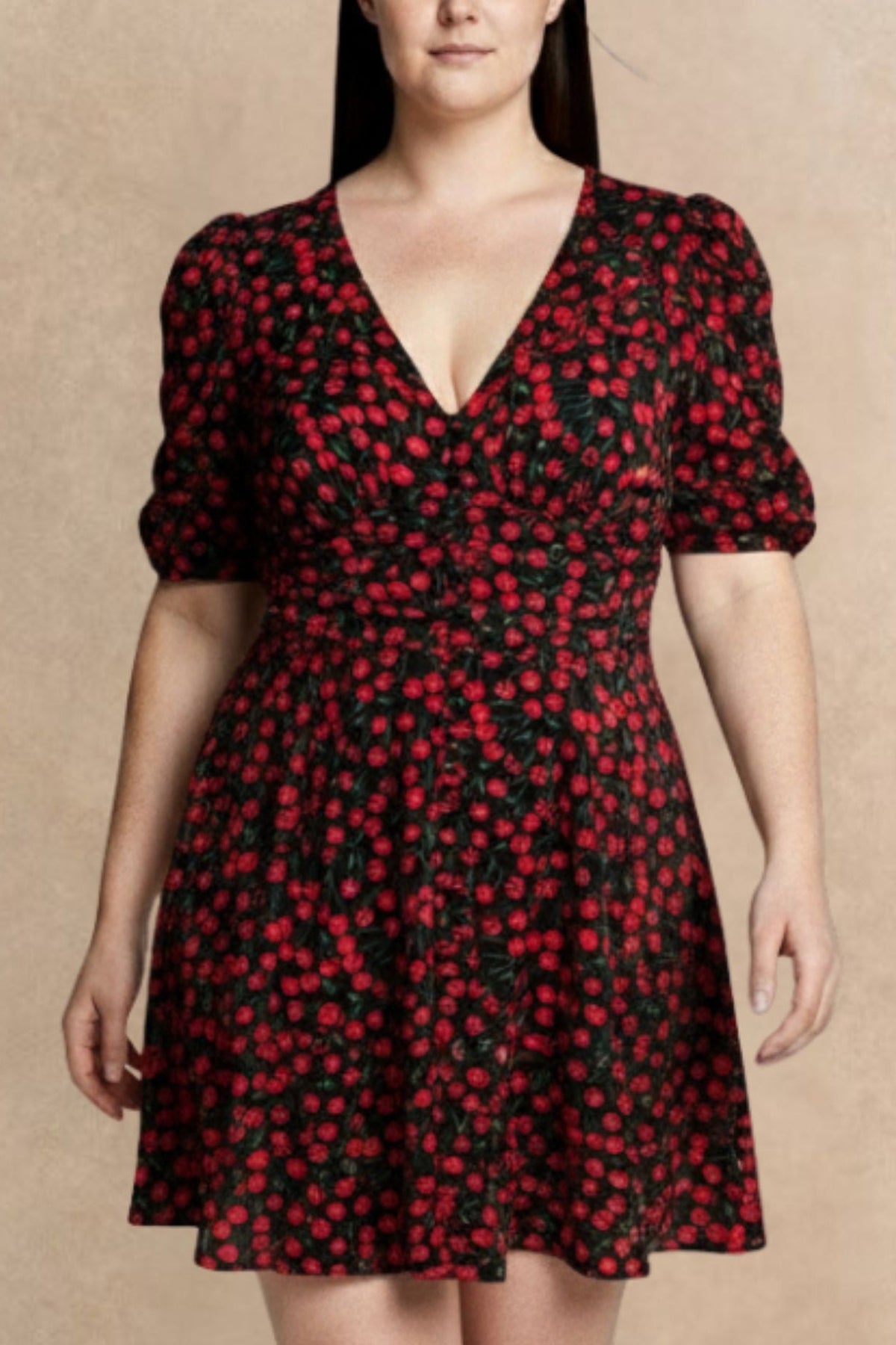 Cindy Black Cherry Fit and Flare Dress Flowy Sleeves