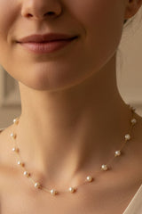 Delicate Pearl Chain Necklace