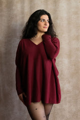 Emma V-Neck Oversize Sweater Long Sleeve Loose Fit Soft Knit Casual Cozy