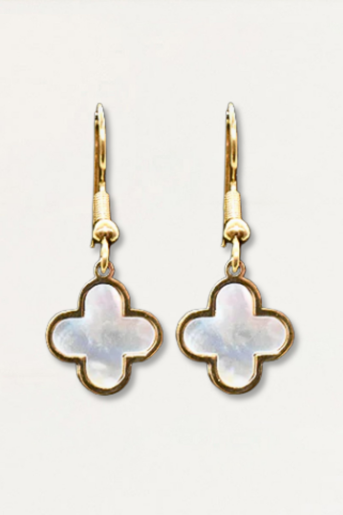 Gold-Tone Mother-of-Pearl Clover Drop Earrings