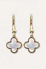 Gold-Tone Mother-of-Pearl Clover Drop Earrings