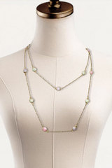 Gold Chain Necklace with Pastel Stones