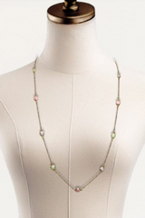Gold Chain Necklace with Pastel Stones