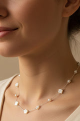Mother-of-Pearl Flower Chain Necklace