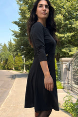 Nathalie A-Line Dress with Gold Button Detail