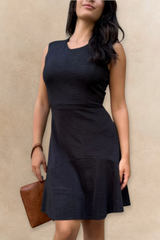 Marie Black Sleeveless Black Knit A-Line Dress