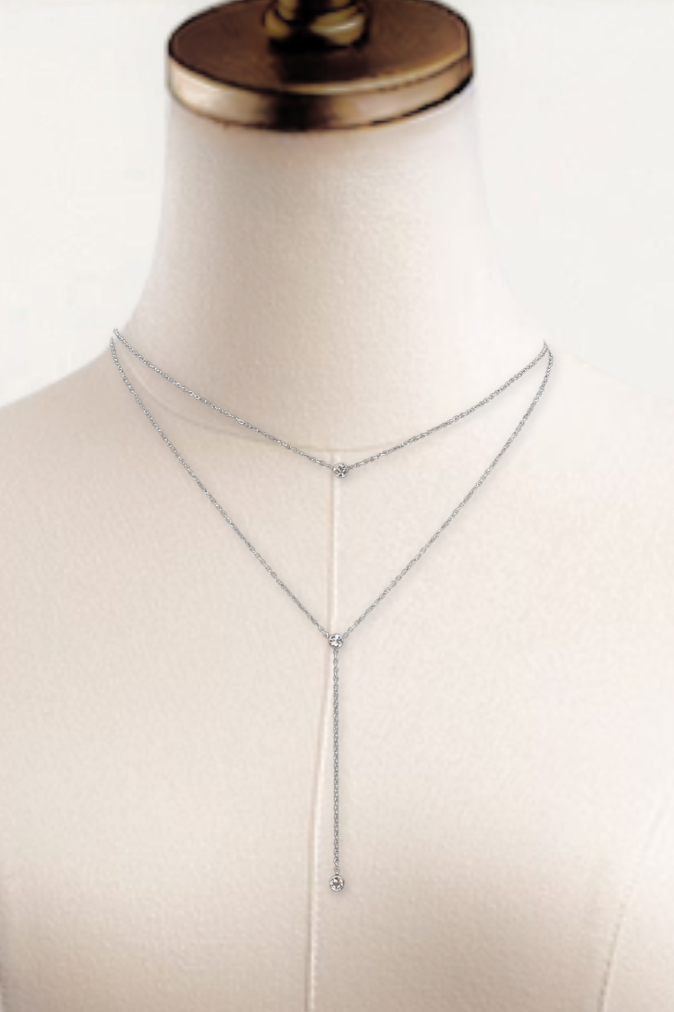 Rhinestones Stainless Steel Necklace Silver