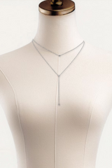 Rhinestones Stainless Steel Necklace Silver