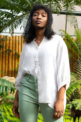 Roxanne Oversized Shirt – Lightweight Semi-Sheer Cotton Blend