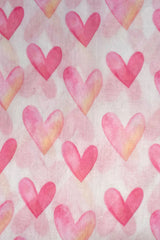 Scarf Hearts Print Lightweight Pink White