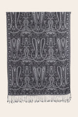 Pashmina Scarf Paisley Motif Grey