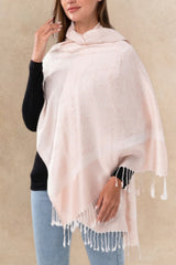 Soft Pashmina Fringed Scarf in Blush Pink
