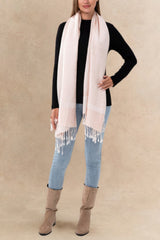 Soft Pashmina Fringed Scarf in Blush Pink