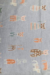 Scarf Cat Motif Border Trim