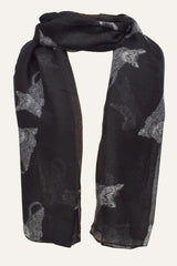 Scarf Light Cat Print Black