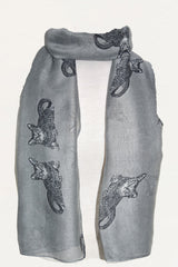 Scarf Light Cat Print Black